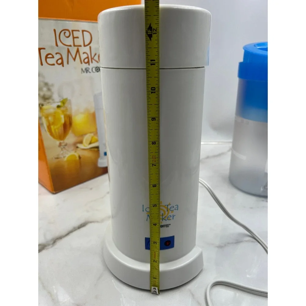 Mr. Coffee TM1 2-Quart Iced Tea Maker Electric Brewer White Blue Pitcher